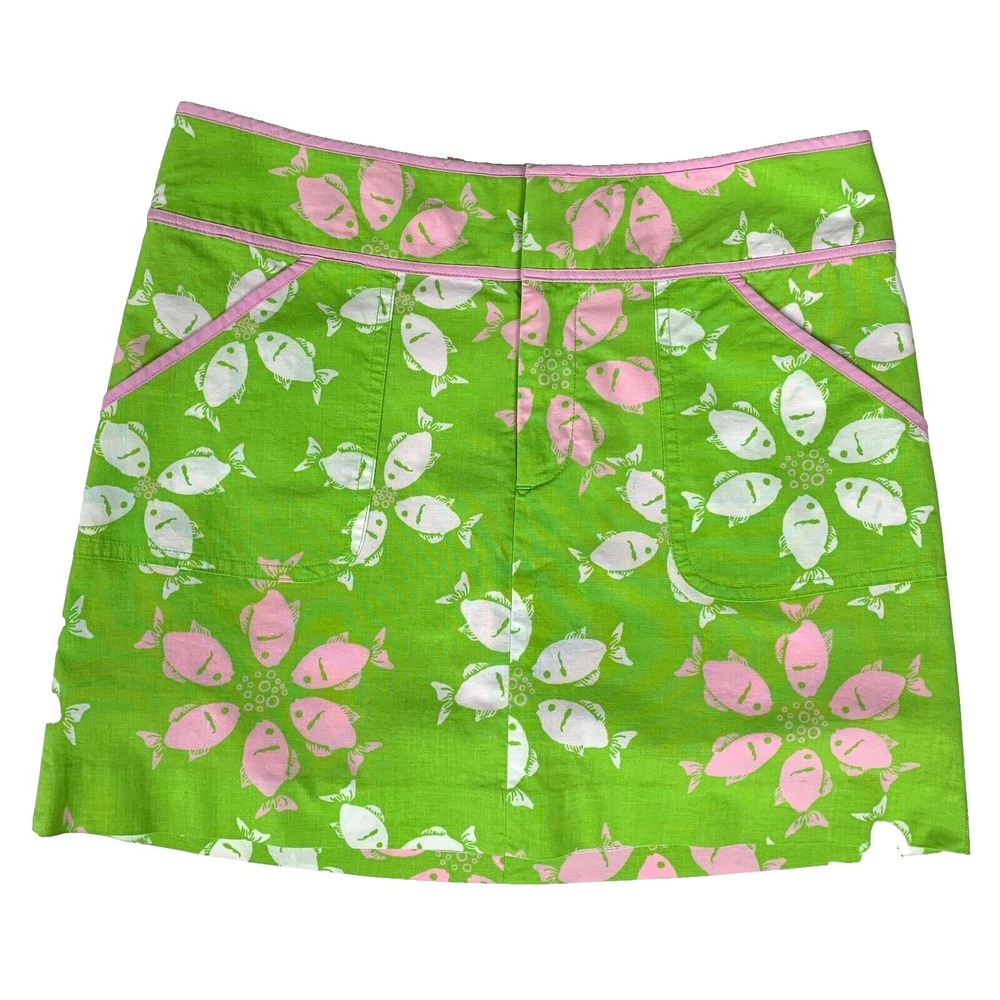 Lilly Pulitzer Hadley Skort Riding the Waves Fish print Pockets sz 0‎
